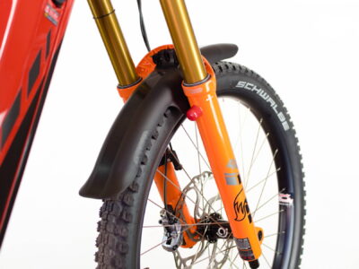 r22-orange-front-fender-and-fork Front fender for protection from debris and water